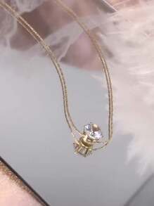 1 pieza Collar colgante estilo europeo y americano dorado para mujeres, gargantilla minimalista delicada de acero inoxidable, apta para uso diario, citas y fiestas