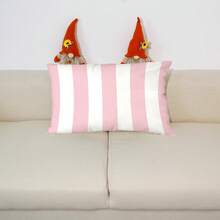 2pcs Modern Pink And White Striped Pillow Covers, 30x50cm, Soft Polyester Waist Cushion Case With Zipper, Washable, Decorative Pillowcase Suitable For Various Room Types - Single-Sided, No Insert - Pink - View 7