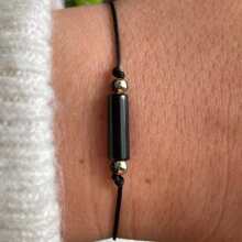 1 peça, pulseira de turmalina negra com cordão sem cartão, pulseira ajustável de obsidiana, pulseiras de proteção empática para homens e mulheres