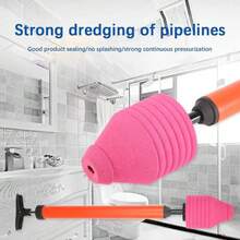 Heavy Duty High Pressure Bathroom Toilet Unblock Plunger Clog Rubber Drain Buster Vacuum Pump With Ergonomic Handle - Red - View 6