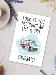 1pc Funny Congrats Card For Emergency Services Graduate, Congratulations Card For Him Her, New EMT Graduation Card, Look At You Becoming An EMT And