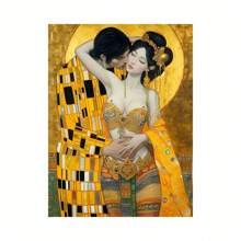 Set di ricamo di diamanti 5D a tema del bacio dorato di Gustav Klimt, artigianato fai-da-te per decorazione domestica, regalo, stile anime, ricamo a mosaico a tutto tondo con punto croce