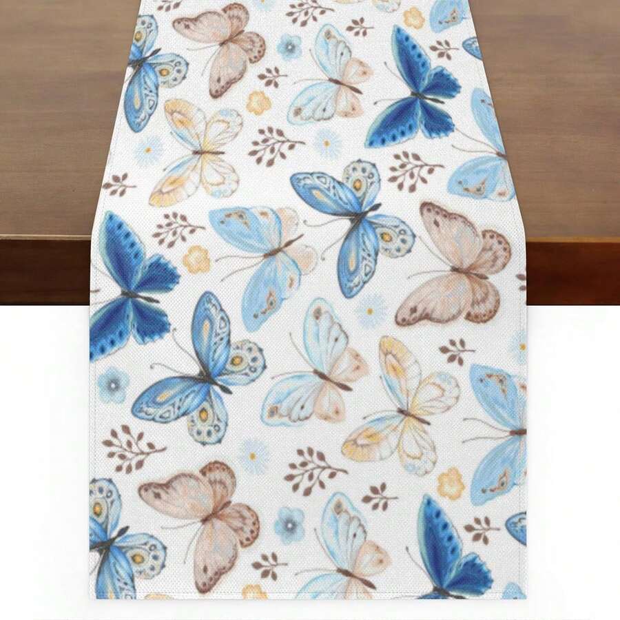 1 件蝴蝶图案桌旗，厨房餐厅装饰，适用于乔迁节日婚礼家居装饰