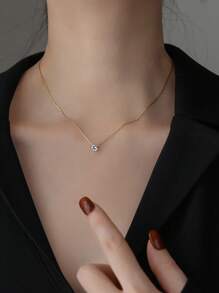 1 pieza Collar colgante estilo europeo y americano dorado para mujeres, gargantilla minimalista delicada de acero inoxidable, apta para uso diario, citas y fiestas