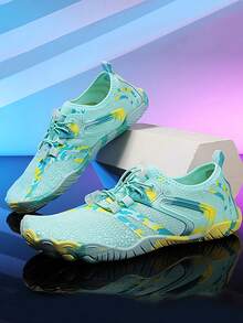 1 Pair Plus Size Women's Light Blue Five Finger Beach Shoes, Rubber Camouflage Soft Outsole Casual Sneakers For Men & Women, Suitable For Fitness, Running, Yoga, Swimming, Wading, Beach, Holiday, Party, Camping, Fishing, Hiking And Gift Giving - Moonlight - View 2