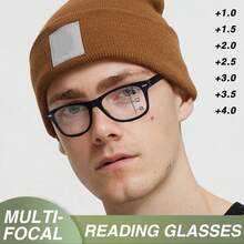 2pcs Fashionable Progressive Multi-Focal Reading Glasses, Lenses For Both Nearsightedness And Farsightedness, Classic Stylish Square Frames, Comfortable Spring-Hinged Temples, Unisex - Green+Red - View 10