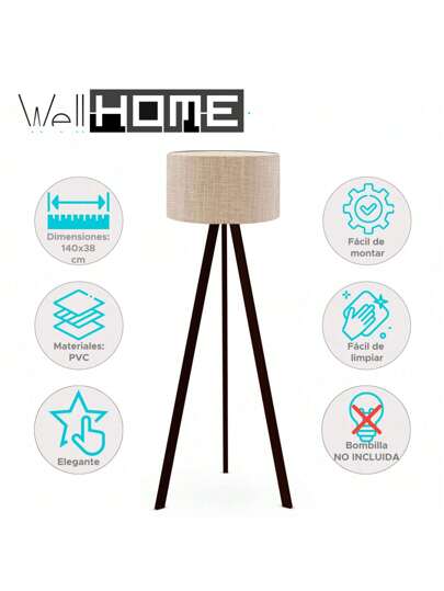 Well Home Vloer Lamp, 140 Cm High, Made Of PVC Wood In Beige. Free Shipping in 24/72 Hours. view 2