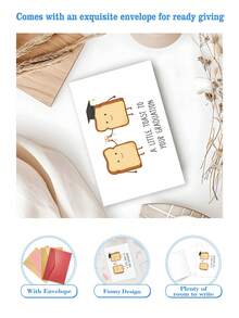 1pc Funny Food Pun Graduation Card For Him Her, Cute Toast Graduation Card For Daughter Son, Congratulations On Graduating Card, A Little Toast To Your Graduation - Multicolor - View 2