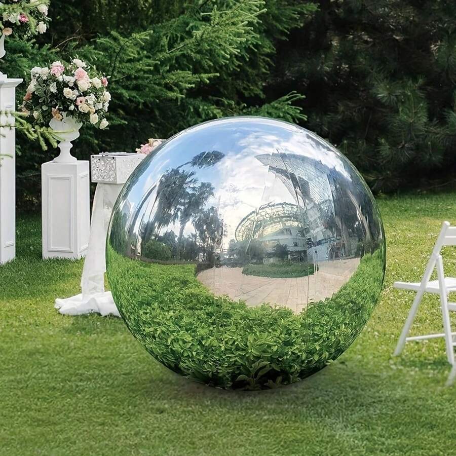 2 个 32 英寸银色 4D 金属铝箔气球,适用于生日派对装饰、节日婚礼花园房屋装饰、新年气球装饰 - 彩色 - 查看 1