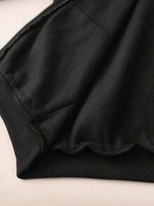 Sudadera con capucha con cierre de cremallera y estampado de letras, casual de manga larga con bolsillos inclinados y cordón, para otoño e invierno, ropa para mujer.