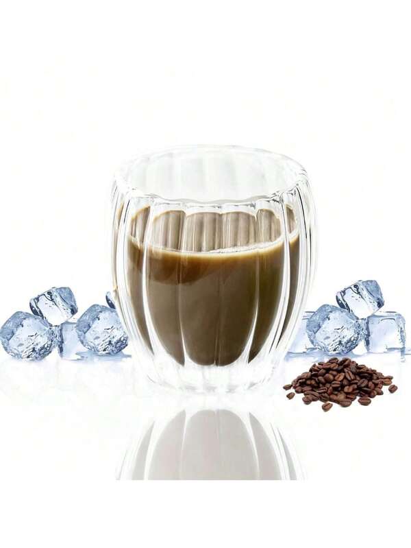 1 pièce Tasse à café en verre à double paroi transparent, design isolé anti-brûlure, forme ondulée créative pour café glacé/latte, convient pour les boissons chaudes et froides