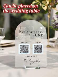 Decoración de mesa con logotipo de código QR personalizado hecho de material acrílico. Admite personalización de nombre/fecha/varios tipos de letra, carga tu código QR personalizado, logotipo de código QR de 18.7 * 13.7 cm para compartir el amor, adecuado para bodas, fiestas, cumpleaños y otras ocasiones, regalos exquisitos para novias, novios, parejas, amigos, etc., impresión gráfica, hogar y vida, decora tu hogar, recuerdos, reutilizable, adorable, de alta calidad - Multicolor - Ver 2