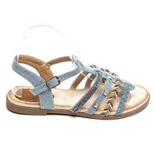 Sandales Plates Bohèmes à Brides Fantaisie Multicolores Et Strass - JEANS - View 2