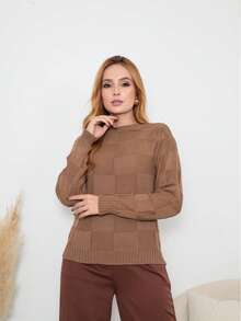 Women's Winter Knitted Blouse Boho  Square Knit Elegant Simple Casual Wool-Like Fabric Textured Knit Evening Holiday Wedding Office Street Travel Brunch Fall/Winter - 白色 - 查看 2