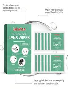 jakehoe 12pcs Lens Cleaning Wet Wipes, Screen Cleaning Cloths In Individual Packages For Portable Cleaning. The Soft Material Can Safely Wipe And Protect The Lens From Scratches. Individually Packaged For Easy Carrying, Keep Your Lenses Clean Anytime, Anywhere.
