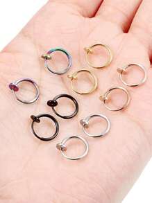 10 Pieces Stainless Steel Retractable Clip On Earrings Non Piercing Fake Hoop Earrings For Women Girls Without Ear Holes Clip Ear Cuffs