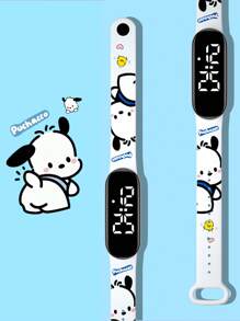 Sanrio 1 pièce Montre numérique étanche pour enfants garçons et filles, à piles sèches, avec motif de chaton de dessin animé LED, convient pour le port quotidien et les cadeaux