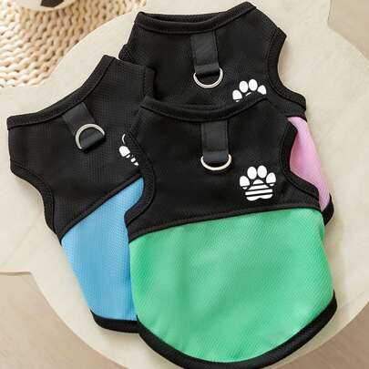 Breathable Mesh Dog Vest With Paw Print - Lightweight, Machine Washable Pet Clothing, Suitable For Small To Extra Small Dogs - Perfect Choice For Spring, Summer And Autumn