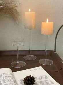 CMYD Studio 1pc Glass Candle Holder, Nordic Style Romantic Candlelight Dinner High Stem Candle Holder, Wedding Hotel Restaurant Candle Decor, Party Candle Holder, Great Gift, Suitable For Home, Party, Restaurant