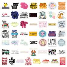 50pcs Snarky English Phrase Cartoon Fresh Creative Personalized Decorative Glass Car Helmet Stickers Room Decor Home Decor Wall Decor Personalized Wall Stickers