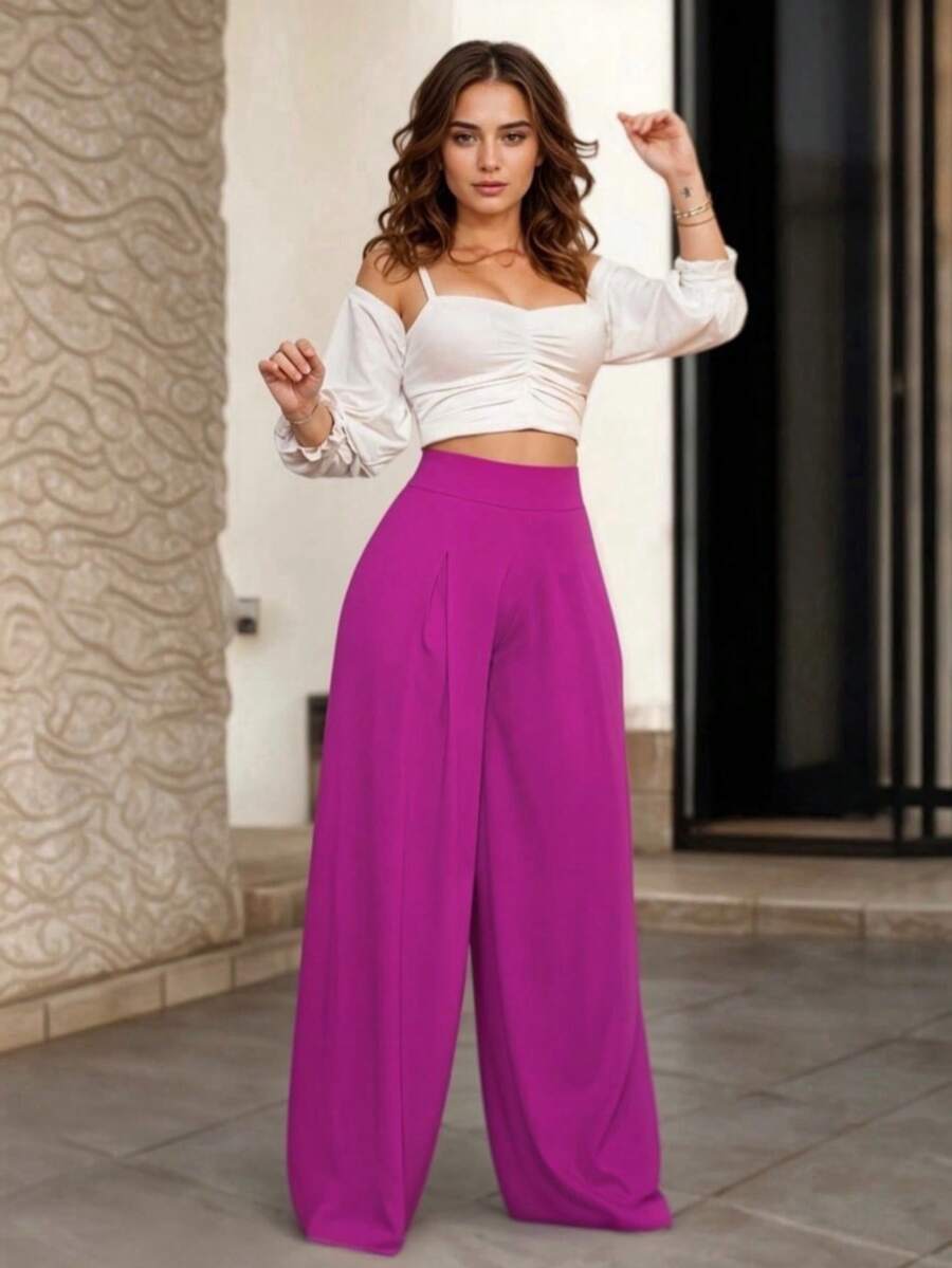 Women Pants - Hot Pink - View 1