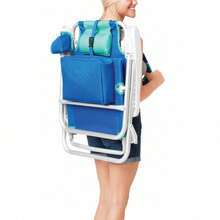 Reclining And Lay Flat Backpack Beach Chair, Blue---- - Blue - View 2