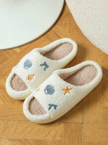 Pantuflas abiertas de plumón, pantuflas interiores antideslizantes y lindas, pantuflas de forro polar suaves para el hogar para primavera y otoño, pantuflas esponjosas y livianas para todas las estaciones con cierre deslizante, pantuflas de piel de pelo respirables para la casa