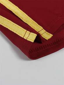 夏季运动风女装两件套，字母印花V领短袖露脐上衣+配套抽绳短裤，休闲运动套装 - 紅色 - 查看 7