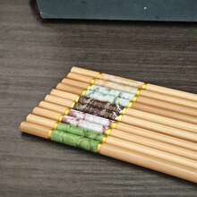 5/10 Pairs Reusable Bamboo Chopsticks, Bamboo Print Design, Slip-Resistant, Dishwasher Safe, Lightweight Chopsticks Set, Suitable For Weddings, Parties,School Supplies