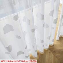 2pcs Floral Embroidered Sheer Curtains, All-In-One Decorative Rod Pocket Luxury Style Window Drapes, Suitable For Bedroom, Living Room, Dining Room, Balcony, Bathroom, Hallway, Villa And Other Home Decor
