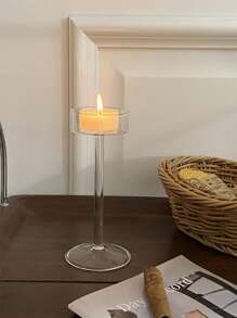 CMYD Studio 1pc Glass Candle Holder, Nordic Style Romantic Candlelight Dinner High Stem Candle Holder, Wedding Hotel Restaurant Candle Decor, Party Candle Holder, Great Gift, Suitable For Home, Party, Restaurant