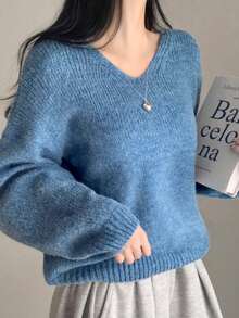2025 Autumn/Winter New Casual Women Long Sleeve Sweater - Blue - View 6