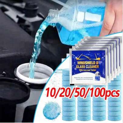 rayhong 四季通用挡风玻璃清洁片 - 浓缩型除油剂，有效去除油膜，保持玻璃洁净无瑕 | 速溶玻璃清洁剂添加剂，防冻（-30°C），适用于所有车型 | 父亲节、圣诞节及汽车美容专业人士的理想礼物