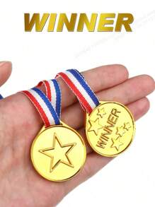 15 piezas Etiquetas de medalla de plástico enchapadas en oro, premios de competición deportiva, premio de fiesta, pequeñas etiquetas de regalo