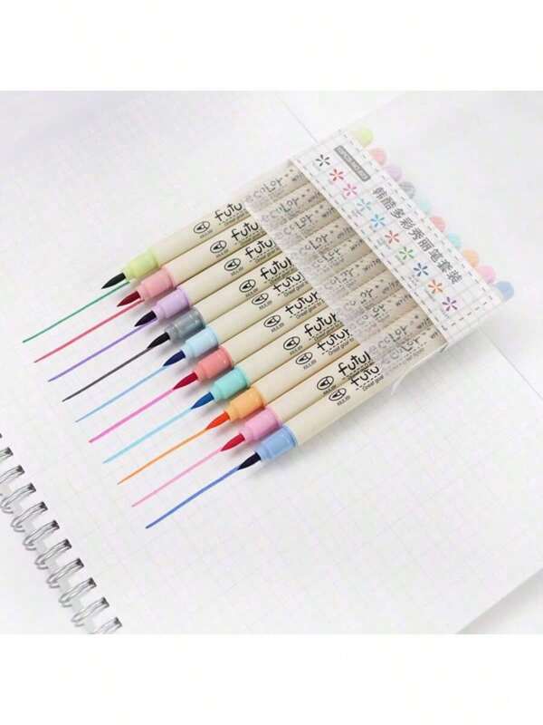 10-Farben Set mit weichen Pinselspitzen, Kalligraphie Übungspinsel Marker für Kinder & Studenten, DIY Malen & Zeichnen bunte Stifte, Signaturschreiber, Schrift Kopierpinsel, Comic/Illustration Kunst Stifte, Fluoreszierender Textmarker Schulanfang