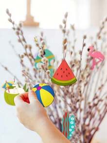 12/6 Stücke unfertige Holzdekorationen, geeignet für Strand, Urlaub, tropische, Malerei Themen, Hawaii Party Deko, Festival Hängeornamente, DIY Basteln, Kunstprojekte, Hochzeit, Geburtstag, Abschlussfeier Dekorationen - Verschiedenfarbig - Übersicht 5