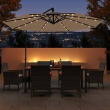 Lifezeal 10 FT Solar Offset Hanging Umbrella Patio Cantilever Umbrella With 32 LED Lights - Brown - View 2