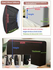 1pc Corn Velvet Bed Head Cover, Elastic High Stretch Velvet Headboard Slipcover With Skin-friendly Softness And Dirt Resistance For Bedroom - Black - View 18