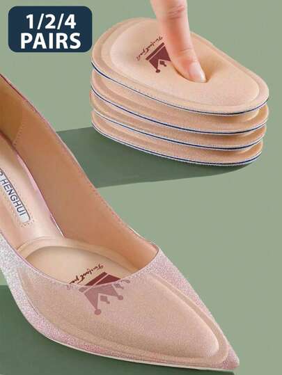 1/2/4 Pairs High Heel Forefoot Pads, Half Size Insoles, Thick Anti-Pain Anti-Slip Breathable Sweat-Absorbing Shoe Inserts For Comfortable Fit, Fall