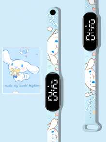 Sanrio 1 pièce Montre numérique étanche pour enfants garçons et filles, à piles sèches, avec motif de chaton de dessin animé LED, convient pour le port quotidien et les cadeaux