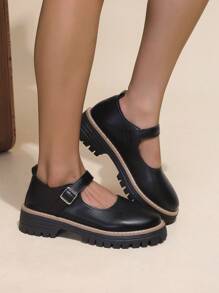 Elegante Slip-On Ballerinas für Teenager, Retro-Stil mit rundem Zeh und dickem Absatz, schwarze Vintage Französische Plateausohle Mary Jane Schuhe für Teenager Mädchen, ultra bequeme flache Absätze, komfortable Gummisohle für den täglichen Gebrauch.