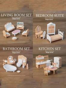 Mini Dollhouse Furniture Set, Suitable For Bedroom, Living Room And Bathroom Decor | Ideal Christmas/Halloween Gift, Dollhouse Miniatures. Mini Furniture Set, Fit For Doll House - Bedroom, Living Room, Kitchen, Bathroom Accessories - Holiday Gifts, Christmas, Halloween