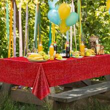 Fluorescent Red Shiny Elegant PET Tablecloth, Suitable For Birthday, Wedding, Christmas, Graduation Party Decoration, 54" X 86.6", Holiday Party Tablecloth