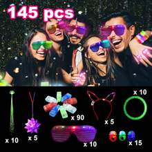 Adult Party Gifts 43/78/145 Set Of Glowing Toys Party Gifts Glowing Adult Birthdays And Halloween Use Finger Lights Jelly Ring Glorious Glasses Bracelet Fiber Optic Lights