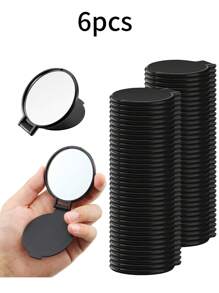 6/12 piezas Espejo de maquillaje pequeño y redondo, plegable y portátil, para uso diario y de viaje, regalo para el Día de la Madre (Negro)