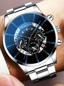 Conjunto de 5 relojes de cuarzo para hombre, estilo minimalista, caja redonda de aleación, pulsera de aleación para negocios, elegante juego de regalo