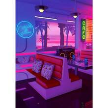 1PC Optional Frame Neon Synthwave Arcade Zone Dream Posters Canvas Painting Game Playroom Wall Art Picture For Cafe Club Room Home Decoration Reusable Frame ,Wall Art With Frame - Multicolor - View 45