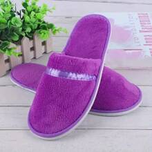1pair Disposable Coral Fleece Slippers, Comfy Closed Toe Warm Flat Shoes For Women, Suitable For Home Guest Spa Hotel,Spa Slippers, Non Slip Disposable Hotel Slippers,Multi Color Reusable House Slippers, Indoor, Bathroom, Bedroom, Travel Slippers For Women, Men, Unisex(Random Color And Style) Back To School