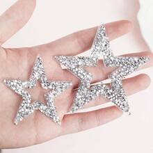 4pcs Hollow Star Rhinestones Patches, Shiny Crystal Sticker Appliques For Garment Repair, Jeans, Bags, Hats, DIY, Peel And Stick