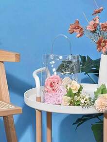 10pcs Clear Plastic Gift Bag With Handle,Holiday Party Tote Bag, Halloween, Christmas, Gift Bag, ReusableTransparent Tote Bag, For Halloween Christmas Retail Boutique Wedding Birthday Party Gifts, Shopping Bag, Party Bag, Party Gift Bag, Craft Tote, Party Favor,For Jewelry, Perfume, Bakery, Presents